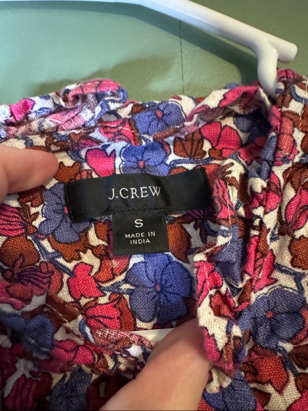 J. Crew 100% Linen Vibrant Floral Puff Sleeve Cottagecore Blouse Small - Picture 8 of 9